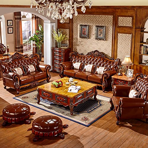 Leather Sofa with Pillows Stool H830