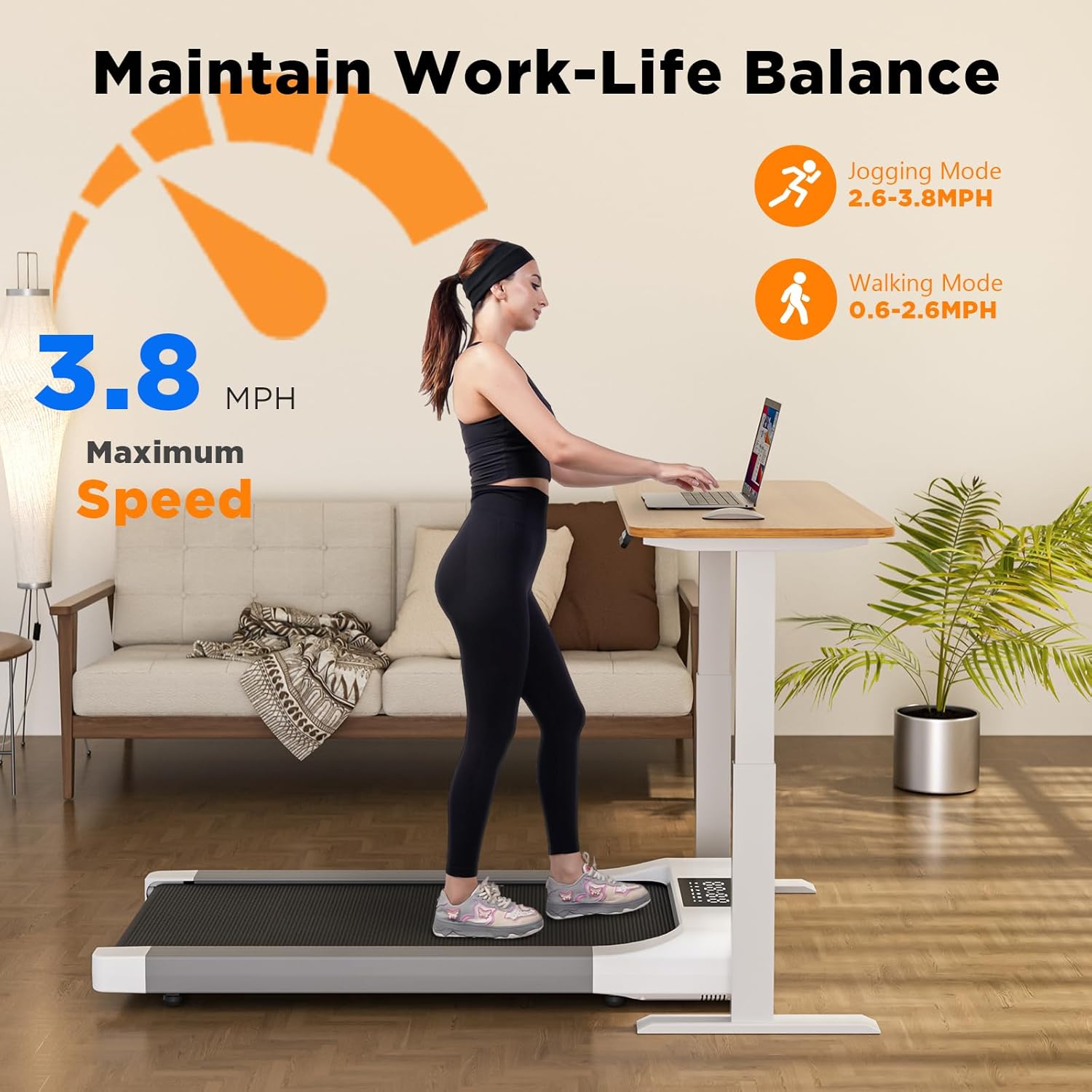 Under Desk Treadmill with Remote Control LED Display J253108