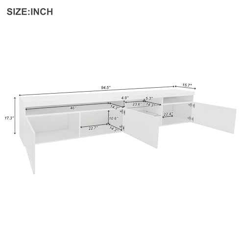 Black TV Stand with LED Lights and Storage Z787