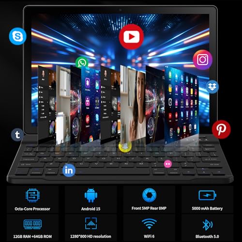 Android Tablet 10.1 Inch IPS HD Touch Screen 64GB Storage 8 in 1 Tablets Kit A3565