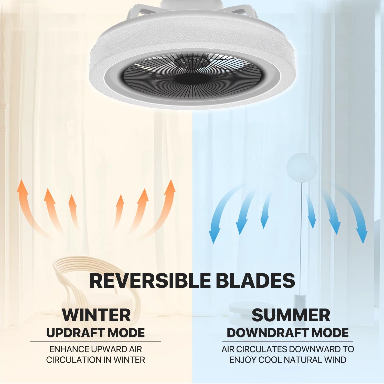 20" Low Profile Ceiling Fan With Lights and Remote, Black T124243