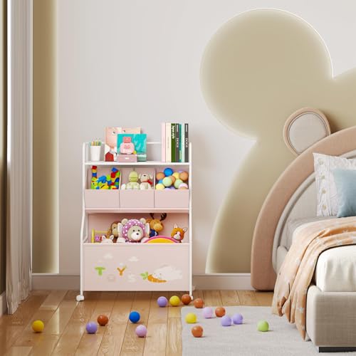 White 3-Tier Toy Storage Organizer with Wheels X272360