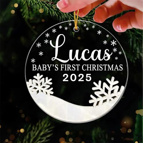 Engraved Wooden and Acrylic Baby's 1st Christmas Ornament 2025 A4326