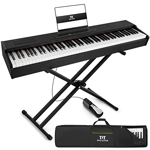 White 88 Key Weighted Hammer Action Digital Piano with Stand and Sustain Pedal V277851