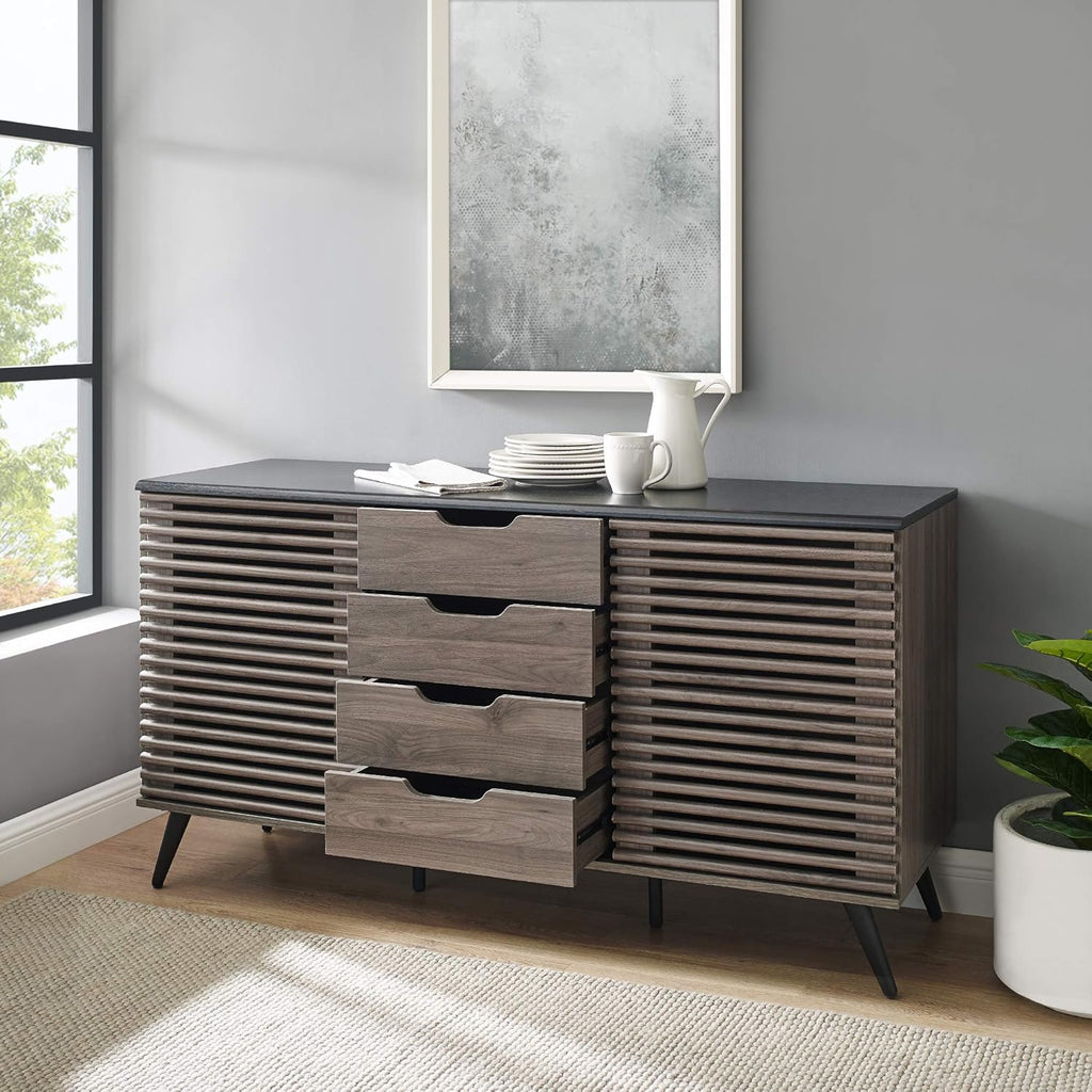 Black and Slate Grey 4 Drawer Wood Cabinet K7943