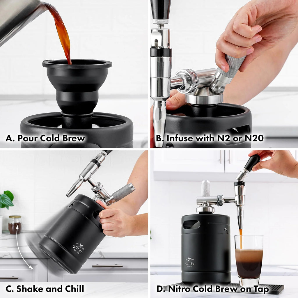 1 Gallon Cold Brew Coffee Maker with Thick Glass, Stainless Steel Mesh Filter and Spigot Z1251