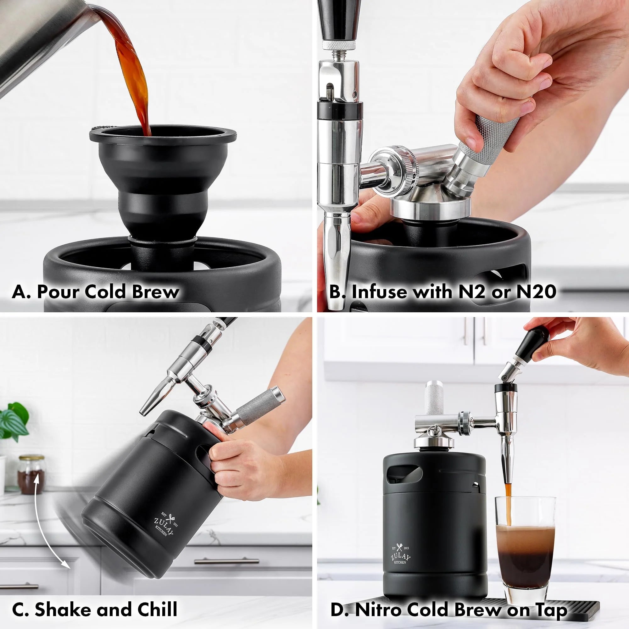1 Gallon Cold Brew Coffee Maker with Thick Glass, Stainless Steel Mesh Filter and Spigot Z1251