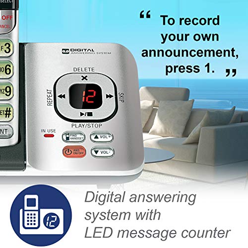 4-Handset DECT 6.0 Cordless Phone with Answering System and Caller ID, Wall-Mountable V61879