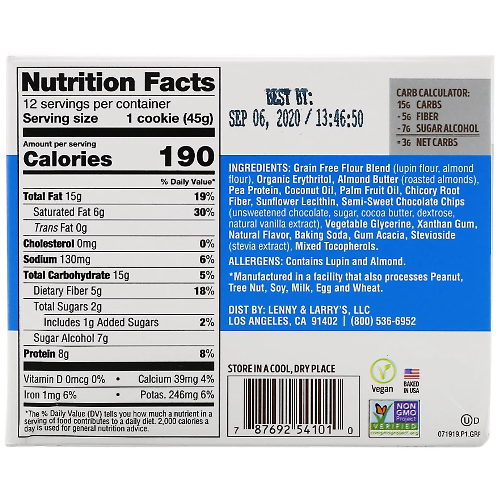 Chocolate Chip Cookie, 1.6 oz, 12 Ct S24638