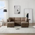 Brown Reversible Modular Sectional Sofa with Chaise and Storage N376