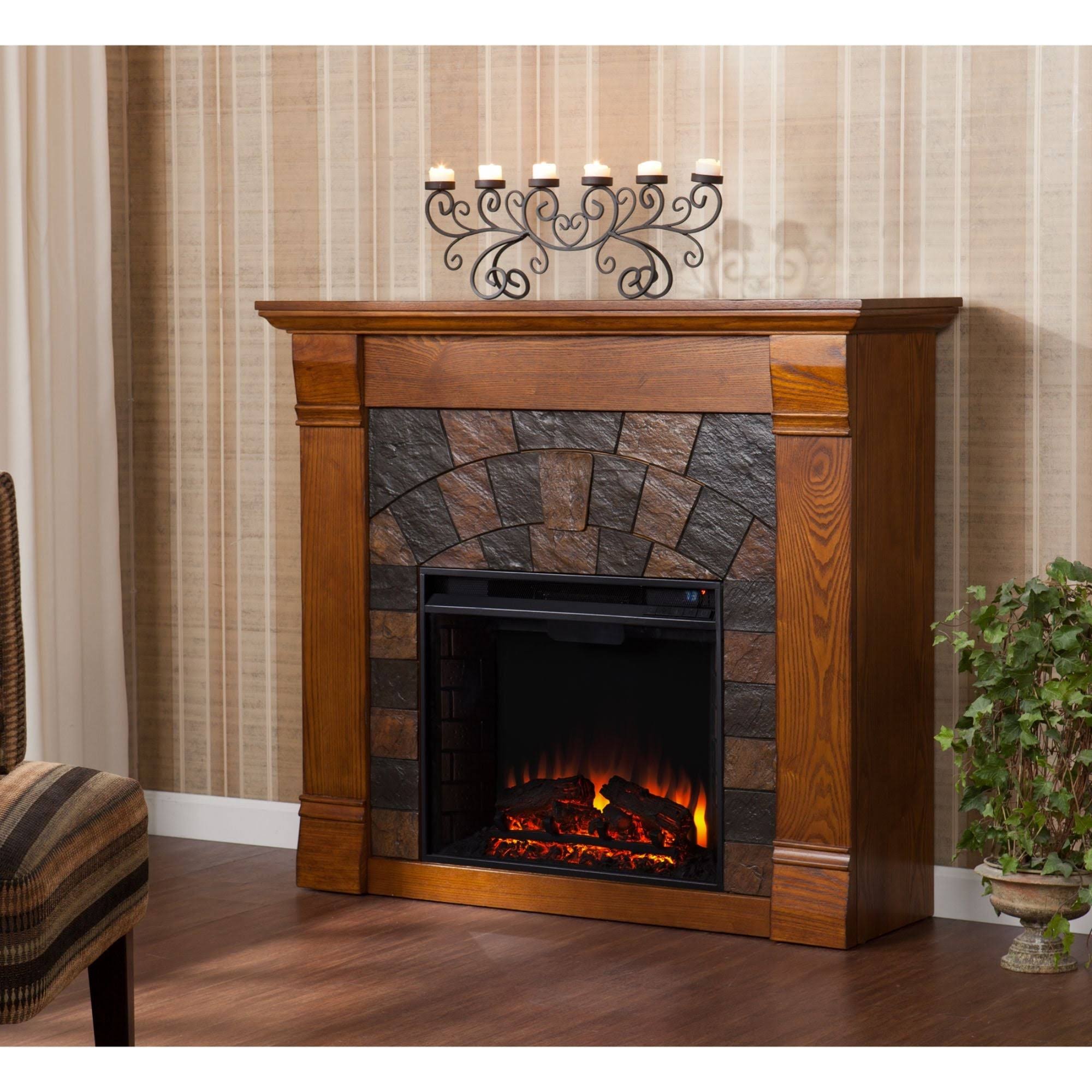 Salem Antique Oak Electric Fireplace M2637