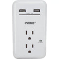 White 2-Outlet 2-USB Charger with Surge Protection B993