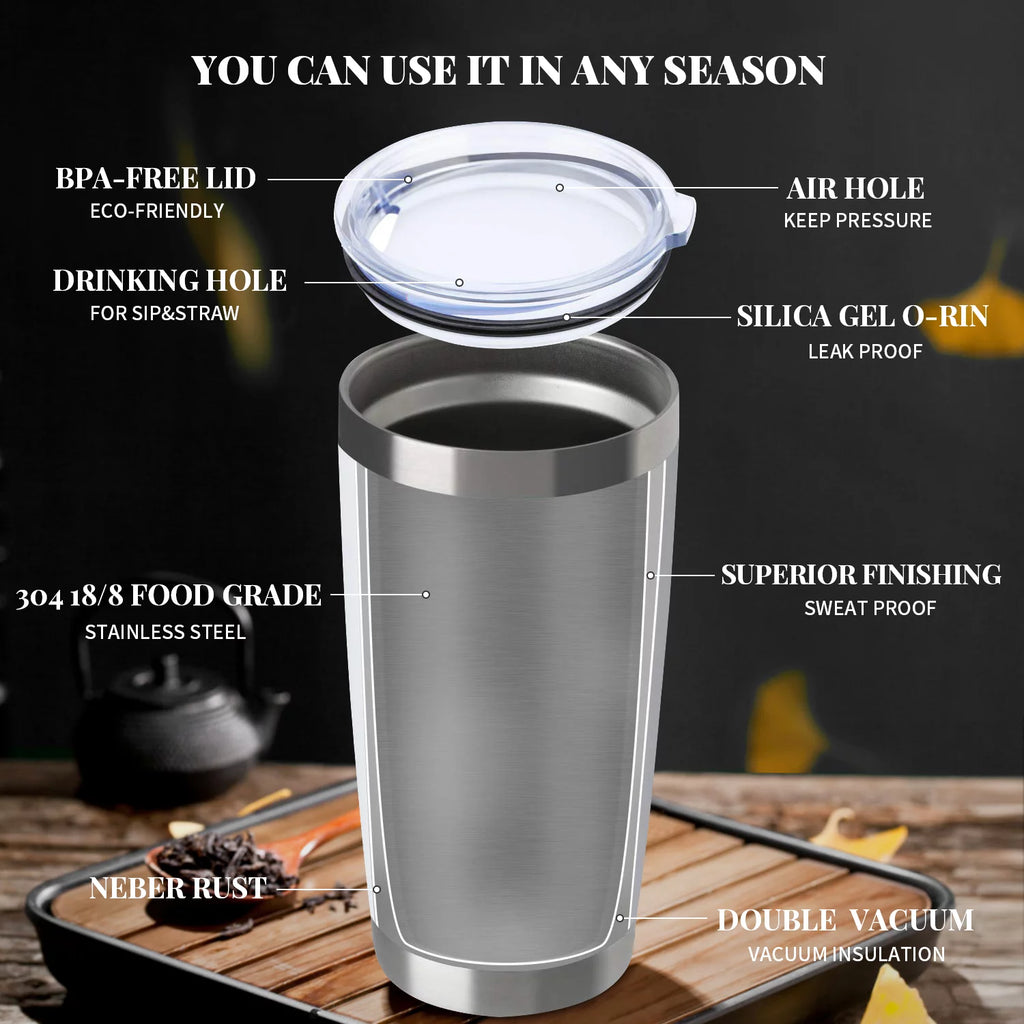 20oz Double Wall Vacuum Insulated Stainless Steel Tumbler 8 Pack with Lid and Straw L975