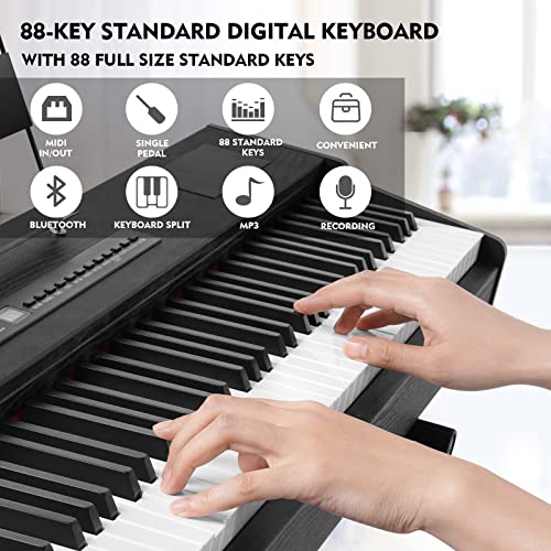White 88 Key Weighted Hammer Action Digital Piano with Stand and Sustain Pedal V277851