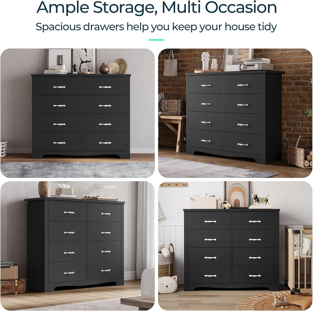 Black 8 Drawer Wood Dresser I581982