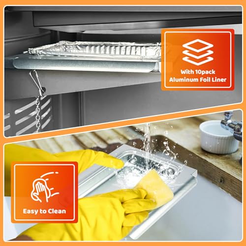 Grease Tray with Catch Pan and Foil Liner 10Pcs Aluminum Liner Z225983