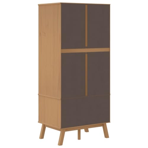 Solid Wood Wardrobe Armoire Closet with 2 Drawers, Gray and Brown 30.1"x20.9"x67.7" U815512