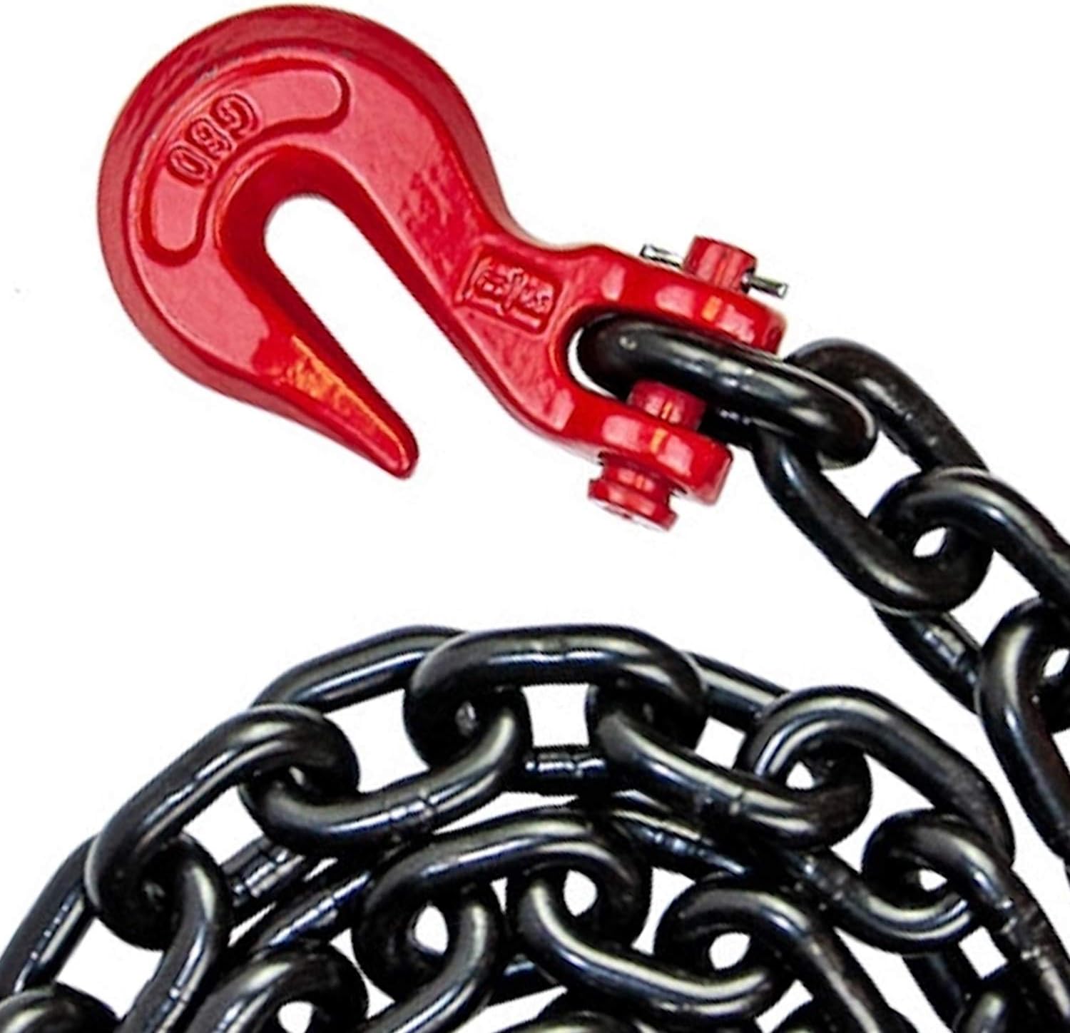 Grade 80 Alloy Tow Chain with Forged Long J Hook - 3/8 Inch x 6 Foot - 7,100 Pound Safe Working Load X30714