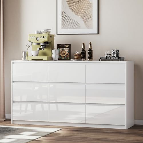 10 Drawer White High Gloss Dresser Z7936