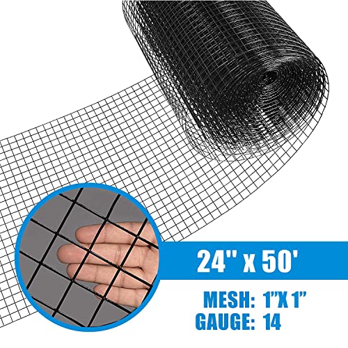 Black Vinyl Coated Welded Wire Mesh, 1 Inch x 1 Inch Grid (48 Inch x 50 ft.) Q286751