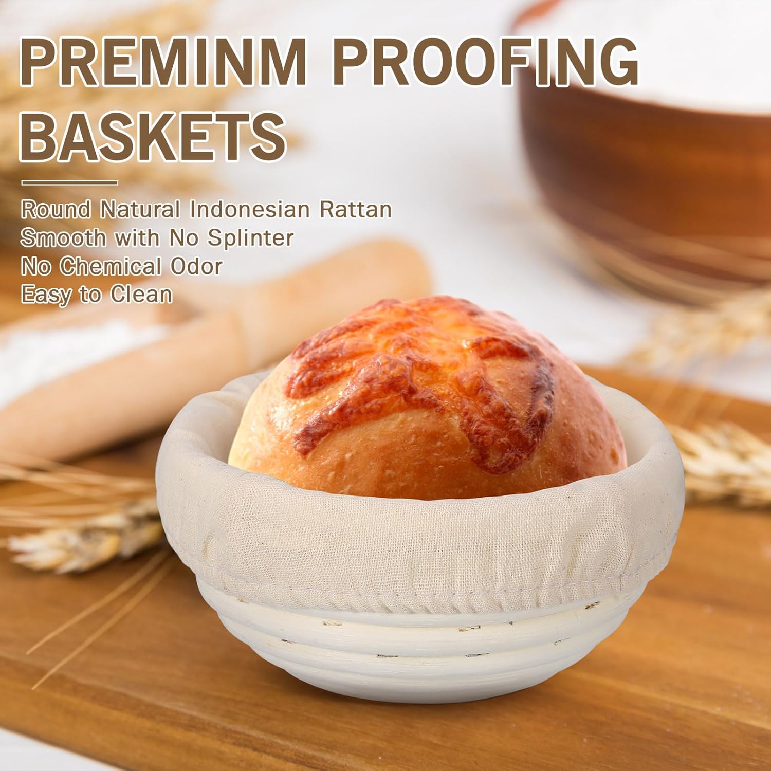 20 Pcs Bread Proofing Basket Set with Linen Liner E678