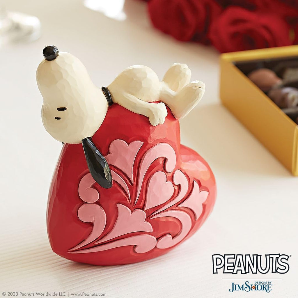 Snoopy Laying on Heart Figurine, 5.25 Inch, Multicolor E153268