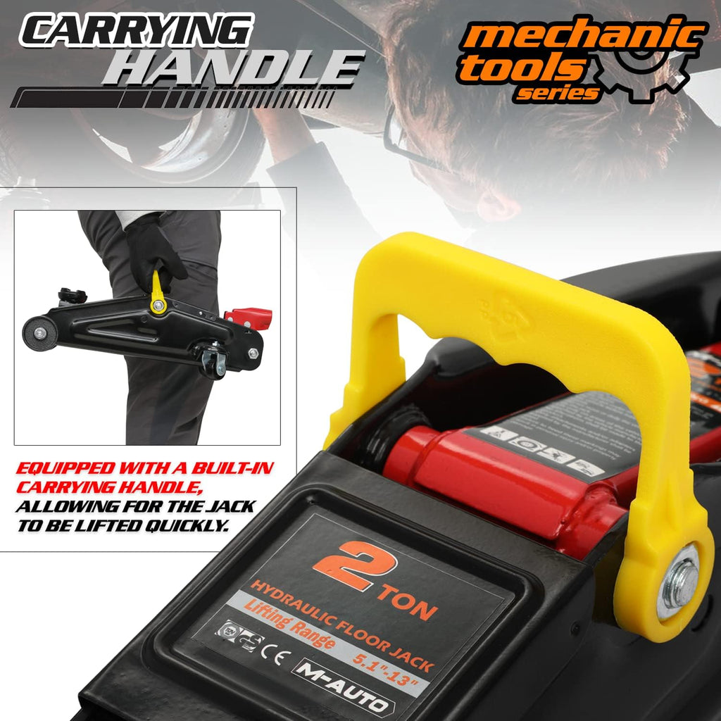2 Ton (4000 lb) Capacity Steel Hydraulic Floor Jack with 2 Jack Stands, Set of 3 Q5739