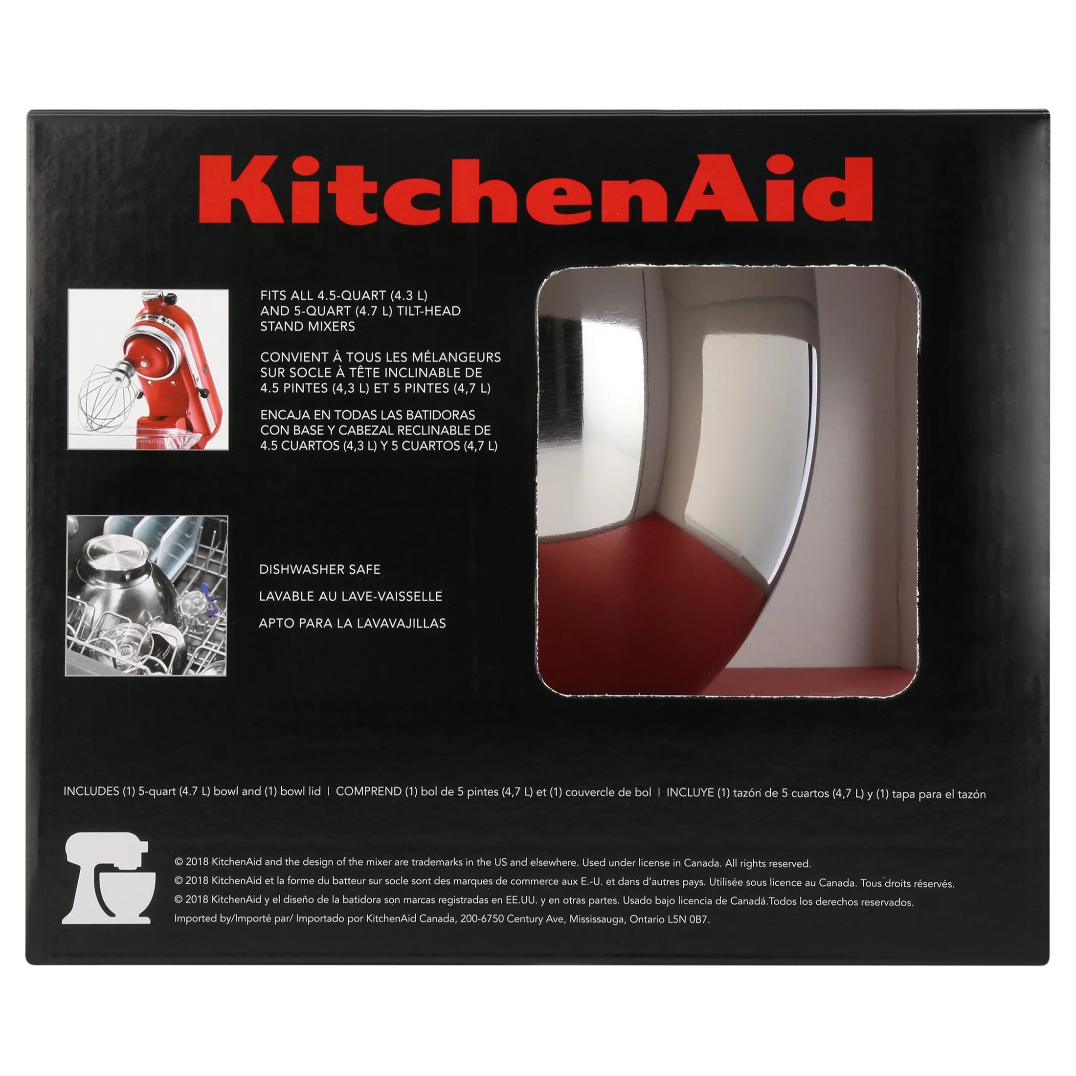 5-Qt. Polished Stainless Steel Bowl with Handle T6283
