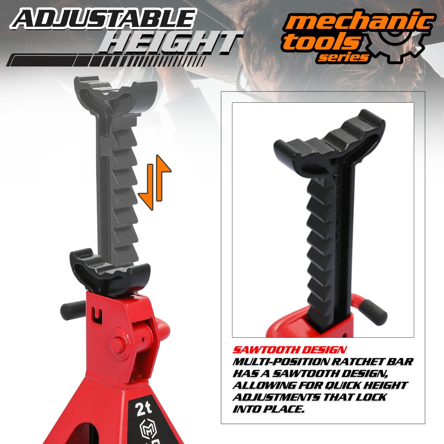 2 Ton (4000 lb) Capacity Steel Hydraulic Floor Jack with 2 Jack Stands, Set of 3 Q5739