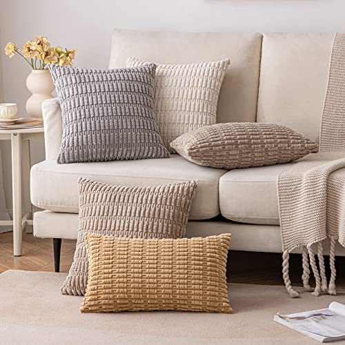 Pack of 2 Blue Corduroy Decorative Throw Pillow Covers 12x20 Inch J633126