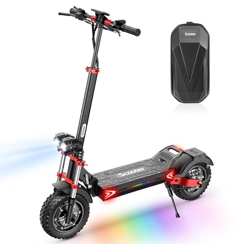 Electric Scooter with 50 Miles Long Range, 38 MPH Top Speed, 12" Offroad Pneumatic Tire E901