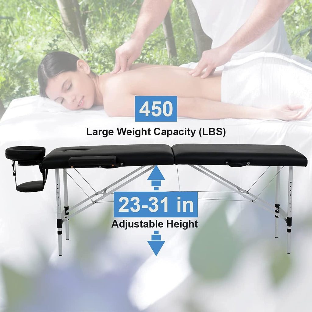 Black 73 Inch Portable Aluminium Massage Table with Armrest P105713