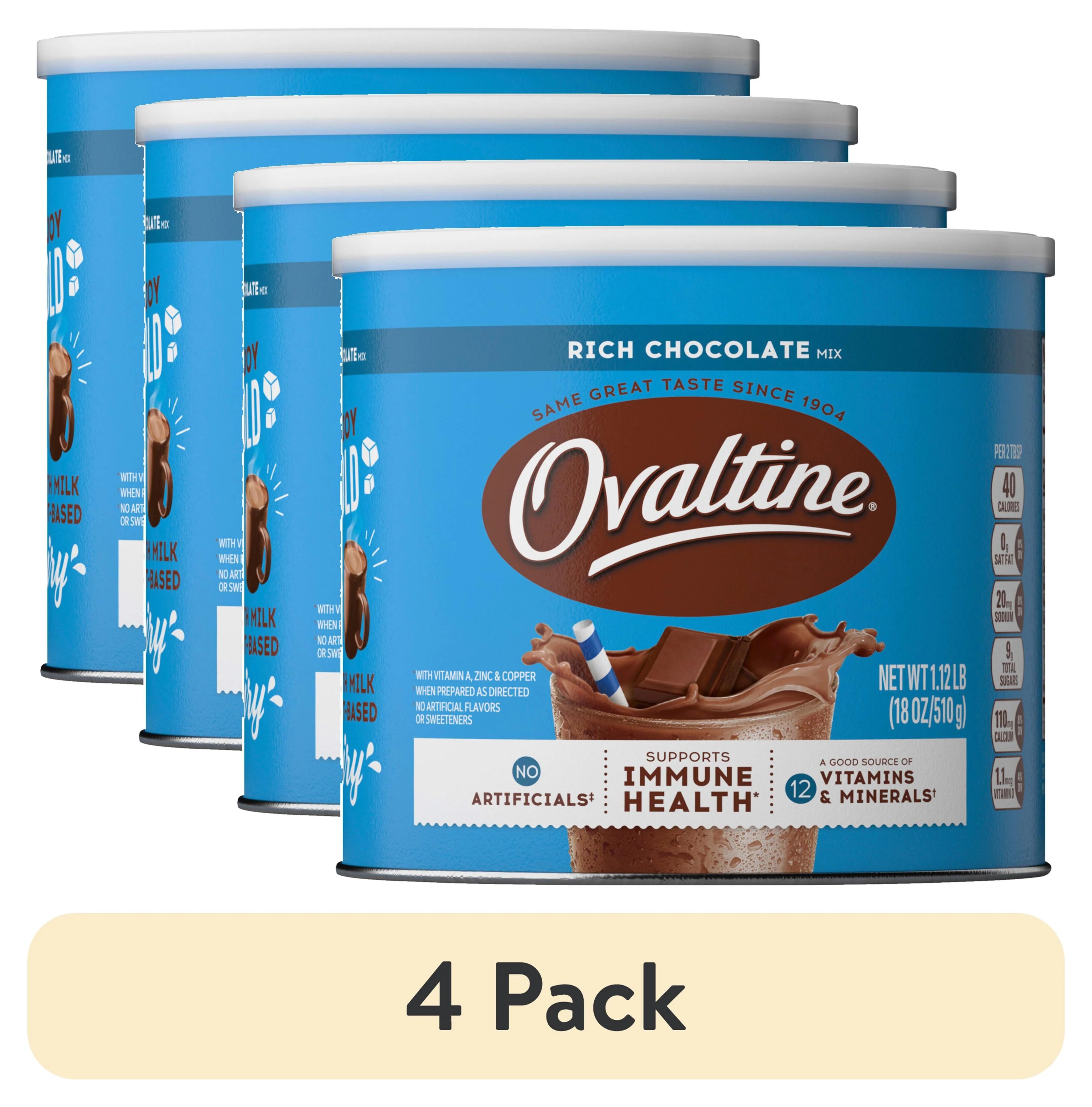 (4 pack) 18 oz Chocolate Drink Mix Powder F1648