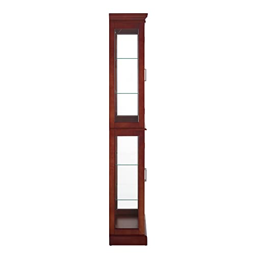 Lighted Glass Display Cabinet with Adjustable Shelves and Mirrored Back H6879