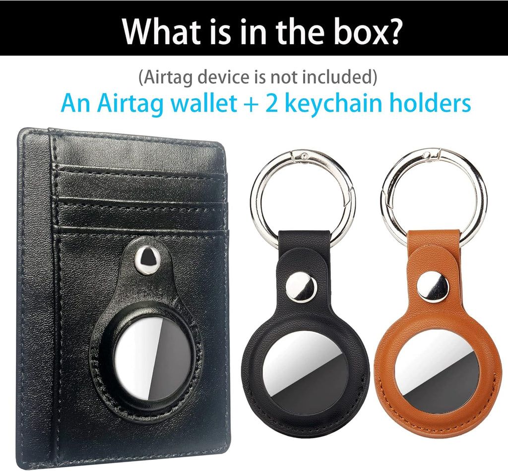 Black Leather Slim Card Holder Wallet with Keychain (2 Pack) N140483