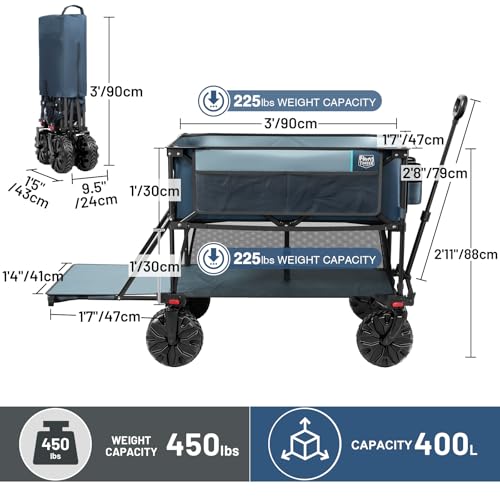 Large Capacity Folding Double Decker Wagon, Gray A138