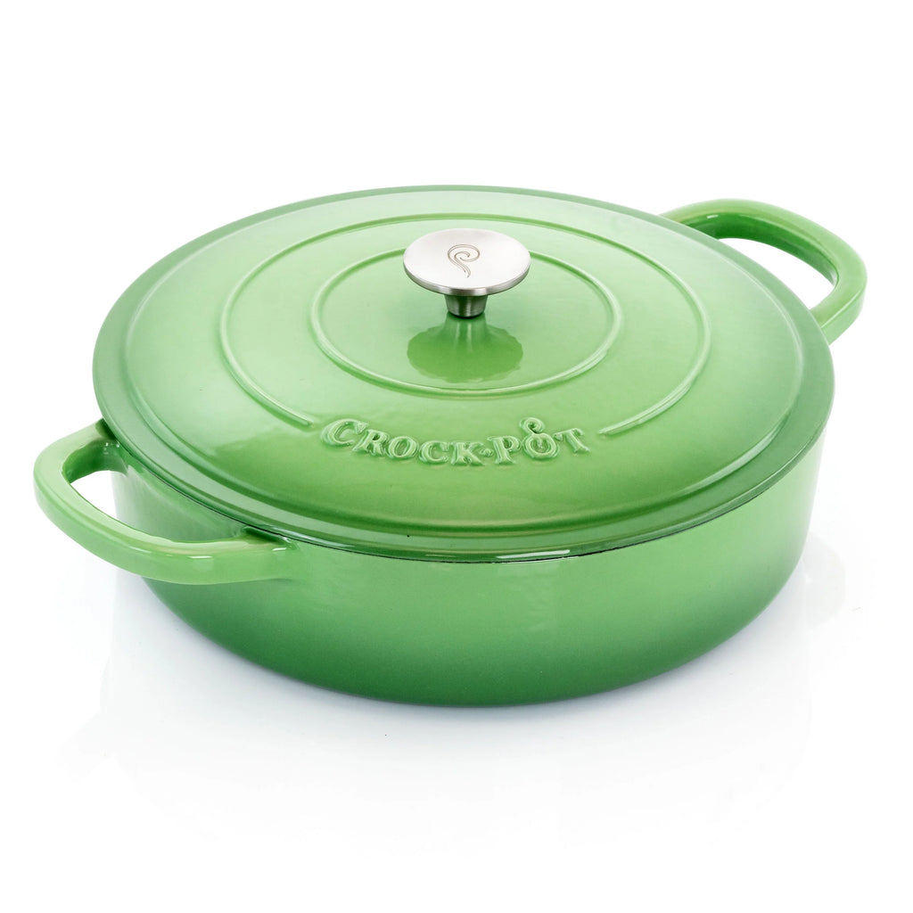 5 Quart Enameled Cast Iron Braiser Pan with Lid in Pistachio Green I294