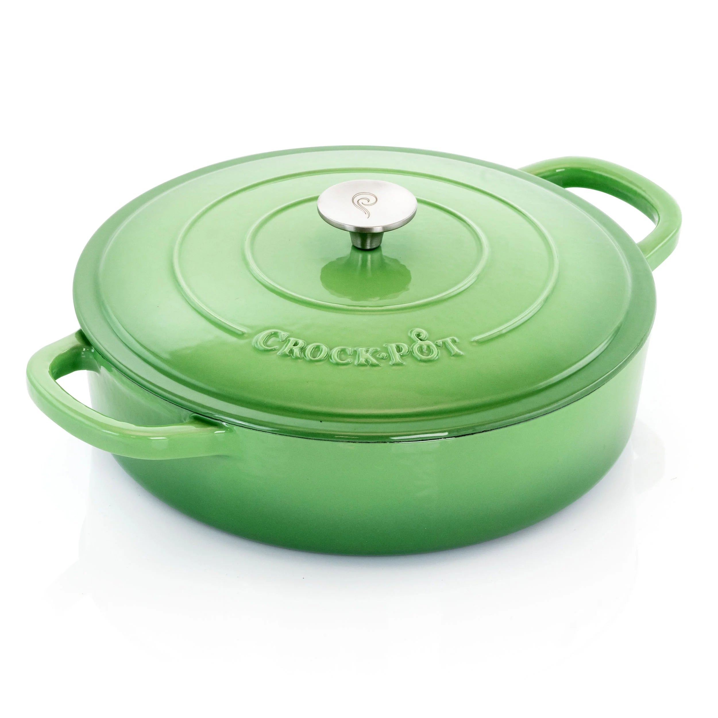 5 Quart Enameled Cast Iron Braiser Pan with Lid in Pistachio Green I294