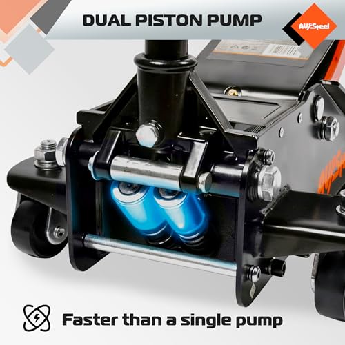 Low Profile Floor Jack 3 Ton Heavy Duty Hydraulic Jack with Dual Pistons Quick Lift Pump G5225