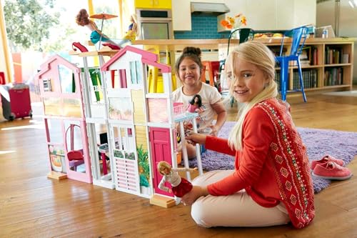 3-Story Townhouse Doll House Playset with 4 Rooms & Rooftop Lounge L909500