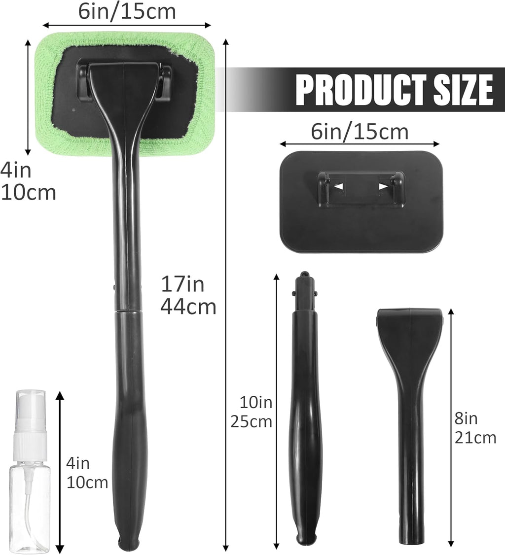 Car Window Cleaner Tool with Extendable Handle and Microfiber Cloth H67587