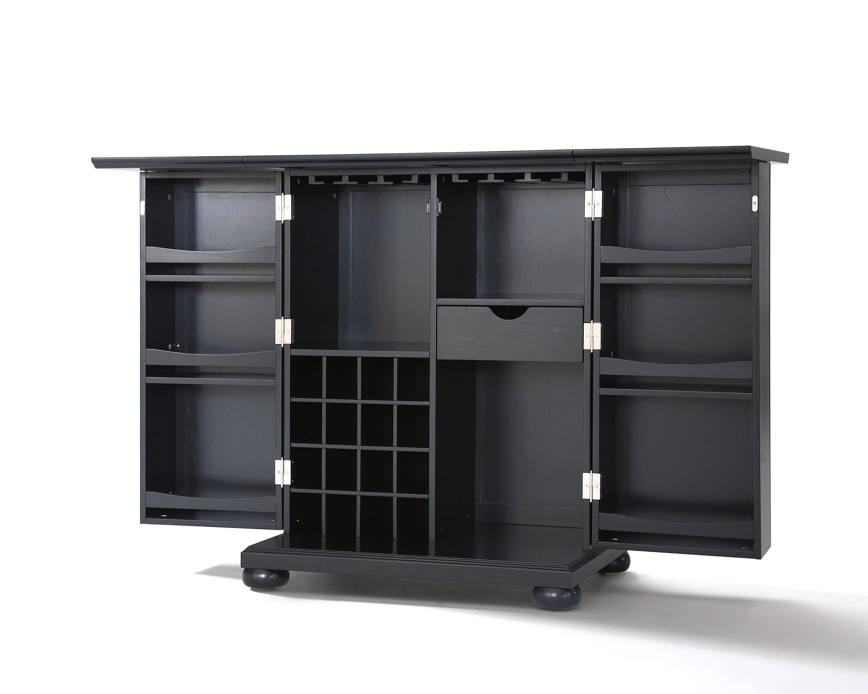Black Wood Expandable Bar Cabinet X8831