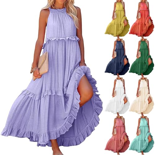 Casual V Neck Maxi Dress Floral Print Sundress T6164
