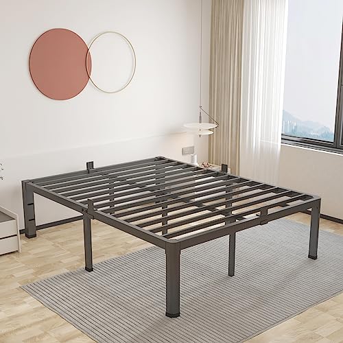 12 inch California King Size Metal Bed Frame with Headboard Hole N1387