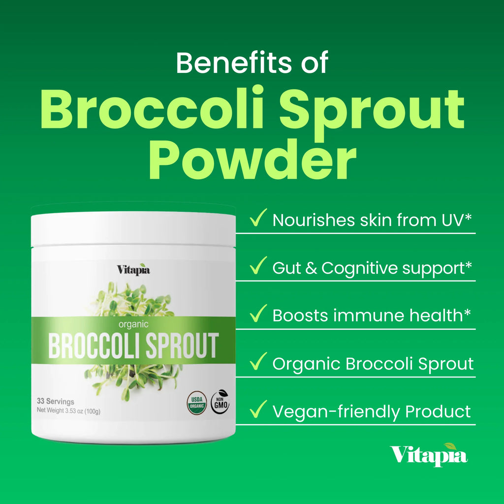 Organic Broccoli Sprout Powder, Non GMO, Gluten Free, 33 Servings C74252