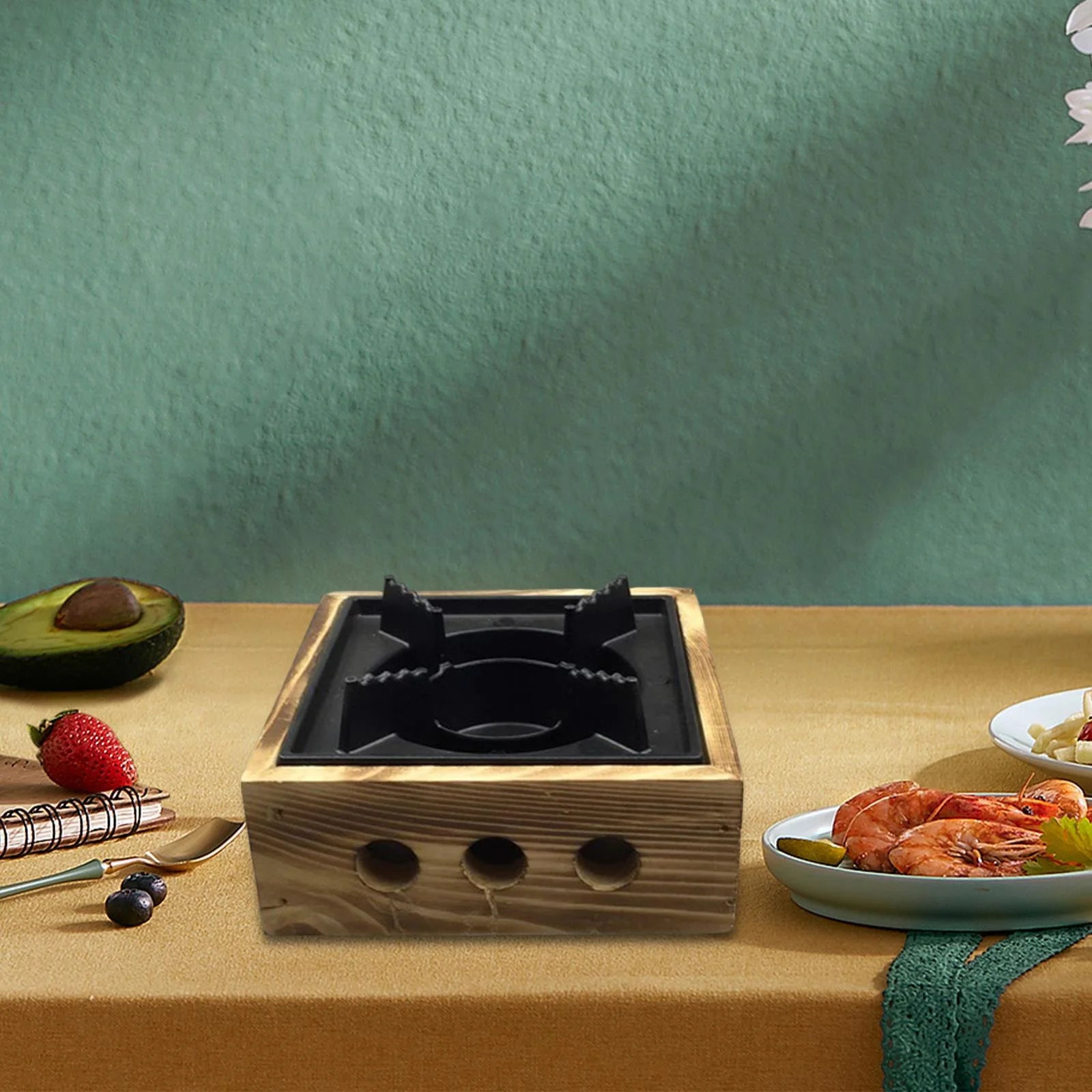Compact Alcohol Stoves with Wooden Base 16cm X131