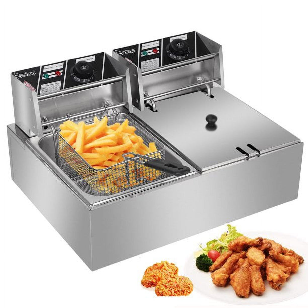 12.7QT 12L 5000W Dual Tank Stainless Steel Electric Deep Fryer G105