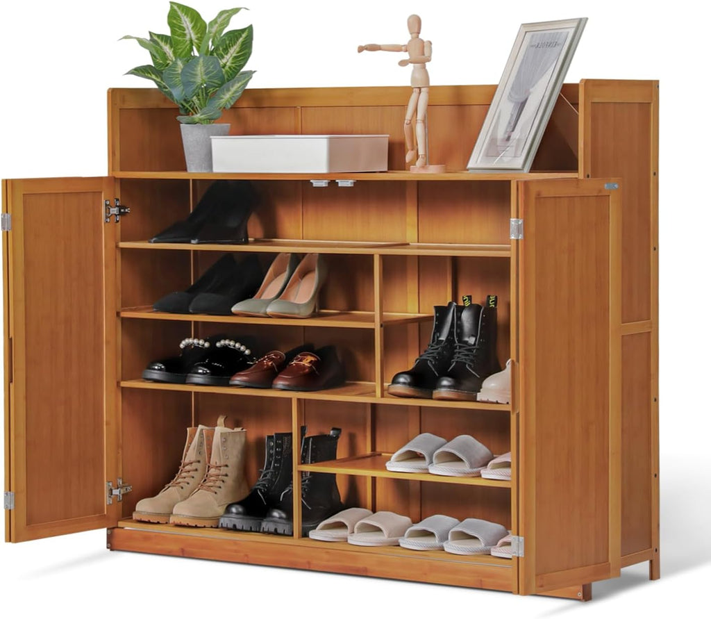 5 Tier Bamboo Shoe Cabinet with Doors H204343