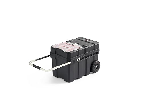 Black Resin Rolling Tool Box with Locking System and Removable Bins N8400