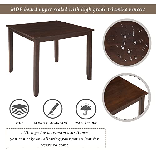 6 Piece Wood Dining Table Set with 4 Upholstered Chairs and Bench, Espresso W3626